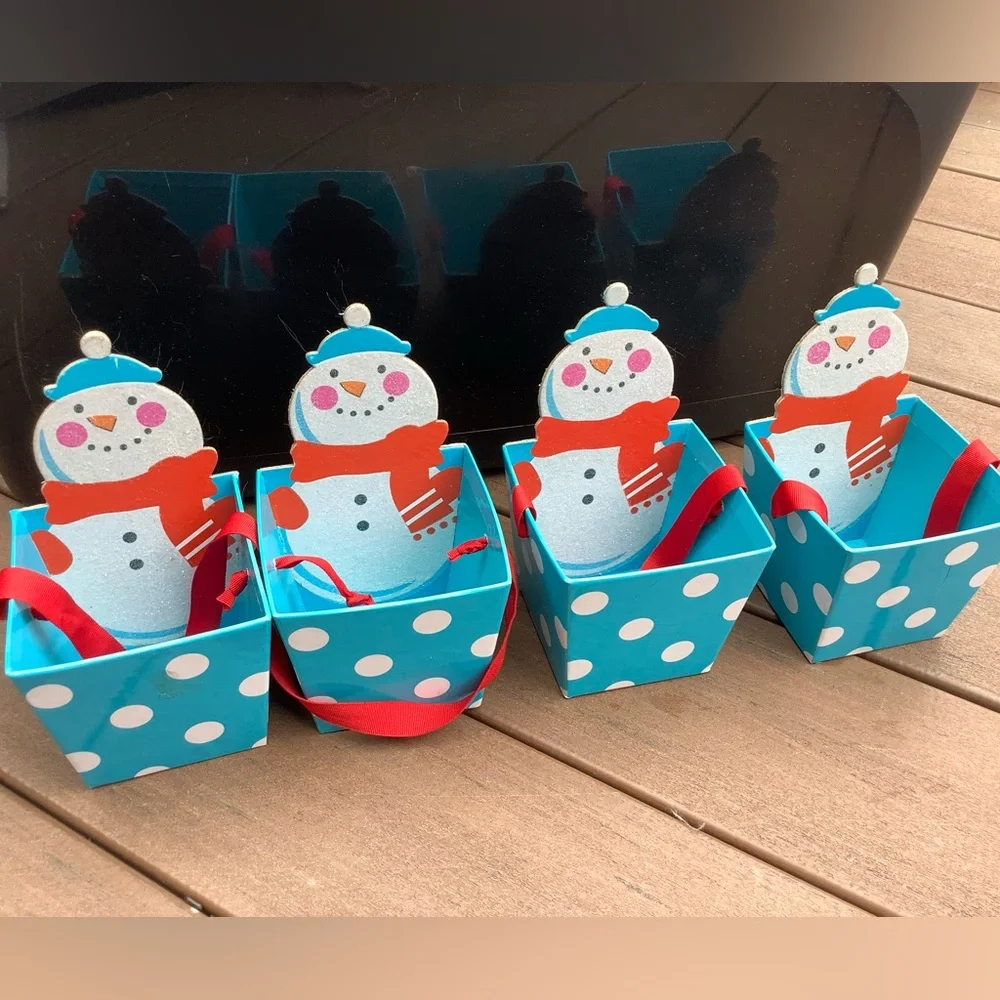 Festive Snowman Gift Boxes with Polka Dots